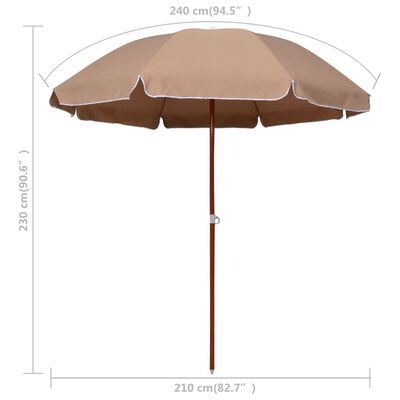 vidaXL Sonnenschirm mit Stahl-Mast 240 cm Taupe