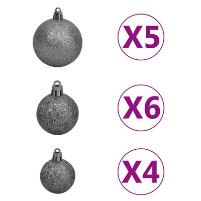 vidaXL Künstlicher Weihnachtsbaum Beleuchtung & Kugeln Schwarz 150 cm