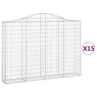 vidaXL Gabionen mit Hochbogen 15Stk. 200x30x140/160cm Verzinktes Eisen