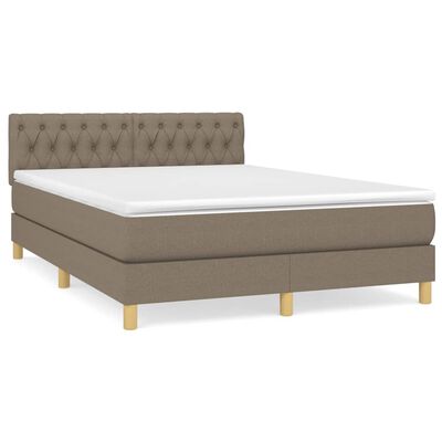 vidaXL Boxspringbett mit Matratze Taupe 140x200 cm Stoff