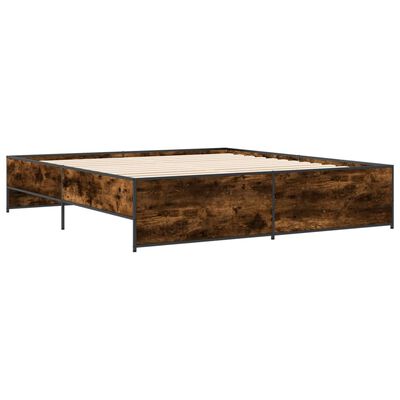 vidaXL Bettgestell Räuchereiche 200x200 cm Holzwerkstoff und Metall