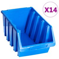 vidaXL Stapelboxen 14 Stk. Blau Kunststoff