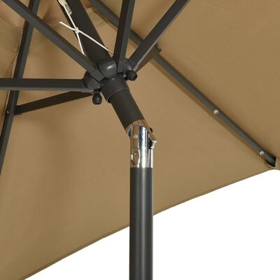 vidaXL Sonnenschirm mit LED-Beleuchtung Taupe 200x211 cm Alu