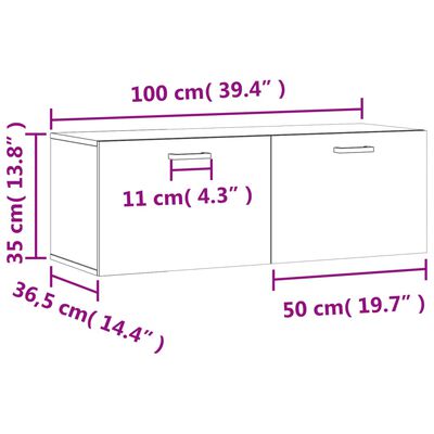 vidaXL Wandschrank Braun Eichen-Optik 100x36,5x35 cm Holzwerkstoff