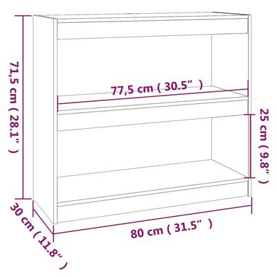 vidaXL Bücherregal/Raumteiler Weiß 80x30x71,5 cm Massivholz Kiefer