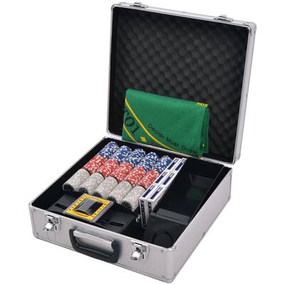 vidaXL Kombiniertes Poker/Blackjack Set mit 600 Laserchips Aluminium