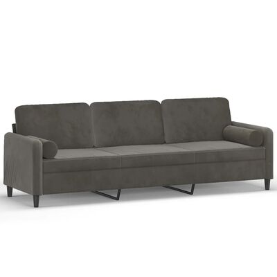 vidaXL 3-Sitzer-Sofa mit Kissen Dunkelgrau 210 cm Samt