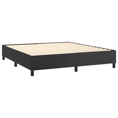 vidaXL Boxspringbett mit Matratze & LED Schwarz 180x200 cm Kunstleder