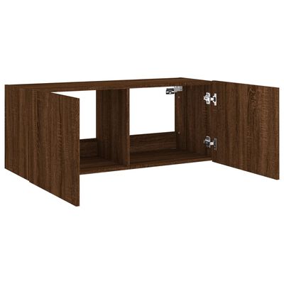 vidaXL TV-Wandschrank mit LED-Leuchten Braun Eichen-Optik 100x35x41 cm