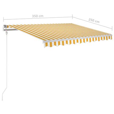 vidaXL Markise Manuell Einziehbar mit Pfosten 3,5x2,5 m Gelb & Weiß