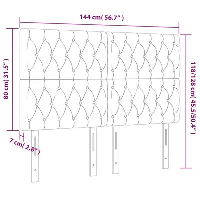 vidaXL LED Kopfteil Hellgrau 144x7x118/128 cm Samt