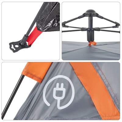 vidaXL Campingzelt 2 Personen Grau und Orange Quick Release