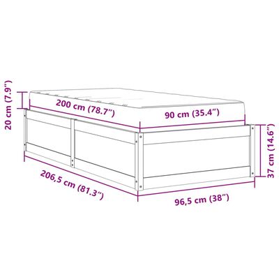 vidaXL Bett mit Matratze 90x200 cm Massivholz Kiefer