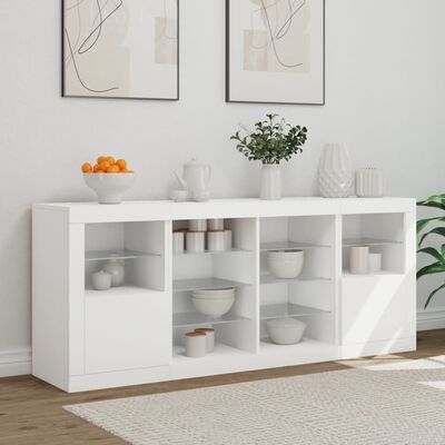 vidaXL Sideboard mit LED-Leuchten Weiß 163x37x67 cm