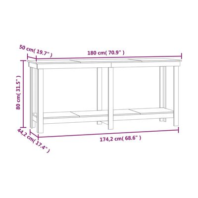 vidaXL Werkbank Weiß 180x50x80 cm Massivholz Kiefer