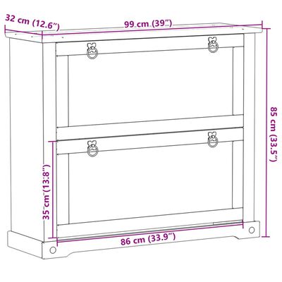 vidaXL Schuhschrank Corona 99x32x85 cm Massivholz Kiefer