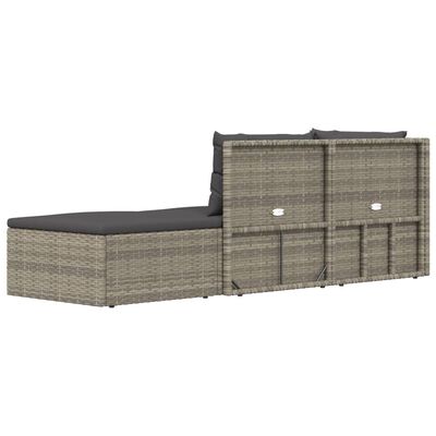 vidaXL 3-tlg. Garten-Lounge-Set mit Kissen Grau Poly Rattan