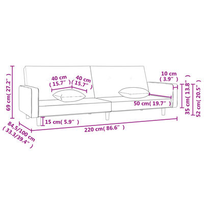 vidaXL Schlafsofa 2-Sitzer mit 2 Kissen Taupe Stoff