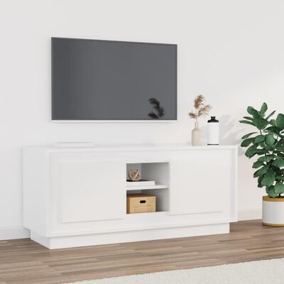 vidaXL TV-Schrank Hochglanz-Weiß 102x35x45 cm Holzwerkstoff