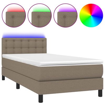 vidaXL Boxspringbett mit Matratze & LED Taupe 80x200 cm Stoff