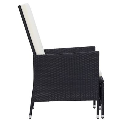 vidaXL 3-tlg. Garten-Lounge-Set mit Kissen Poly-Rattan Schwarz