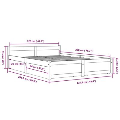 vidaXL Bett mit Schubladen 120x200 cm