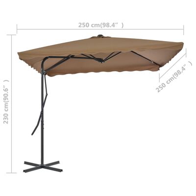 vidaXL Sonnenschirm mit Stahl-Mast 250x250 cm Taupe