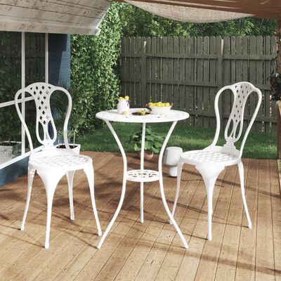 vidaXL 3-tlg. Bistro-Set Aluminiumguss Weiß