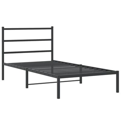 vidaXL Bettgestell mit Kopfteil Metall Schwarz 100x190 cm