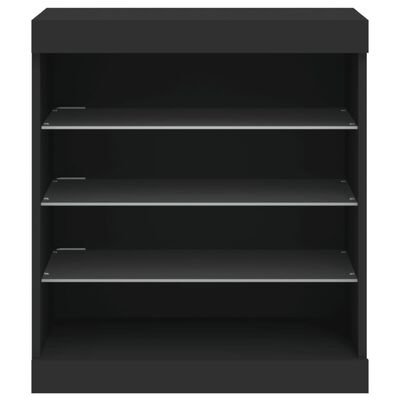 vidaXL Sideboard mit LED-Leuchten Schwarz 60,5x37x67 cm