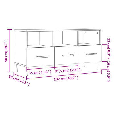 vidaXL TV-Schrank Grau Sonoma 102x36x50 cm Holzwerkstoff