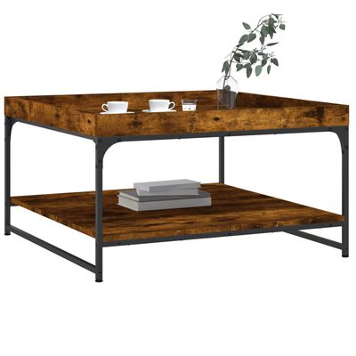 vidaXL Couchtisch Räuchereiche 80x80x45 cm Holzwerkstoff und Eisen