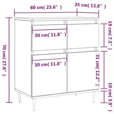 vidaXL Sideboard Grau Sonoma 60x35x70 cm Holzwerkstoff