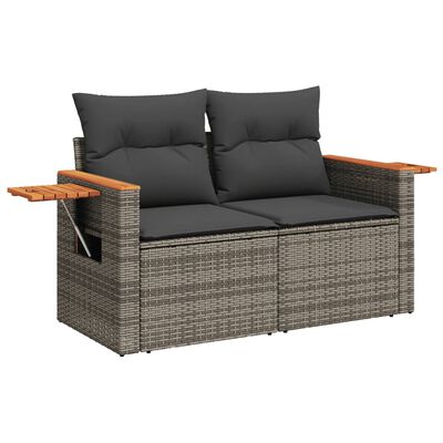 vidaXL 5-tlg. Garten-Sofagarnitur mit Kissen Grau Poly Rattan