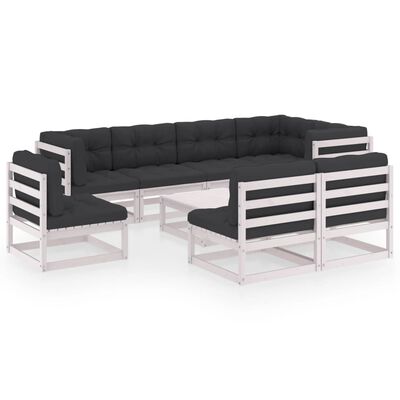 vidaXL 9-tlg. Garten-Lounge-Set mit Kissen Massivholz Kiefer