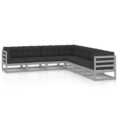 vidaXL 7-tlg. Garten-Lounge-Set mit Kissen Kiefer Massivholz