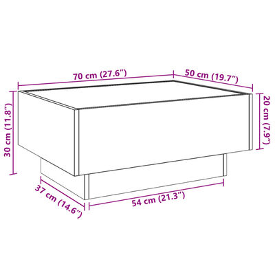 vidaXL LED-Couchtisch Sonoma Eiche 70x50x30 cm Holzwerkstoff