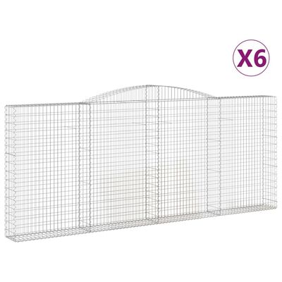 vidaXL Gabionen mit Hochbogen 6 Stk. 400x30x160/180cm Verzinktes Eisen