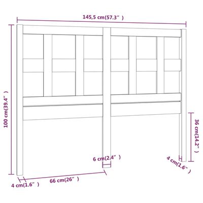 vidaXL Kopfteil Honigbraun 145,5x4x100 cm Massivholz Kiefer