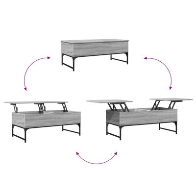 vidaXL Couchtisch Grau Sonoma 100x50x40 cm Holzwerkstoff und Metall