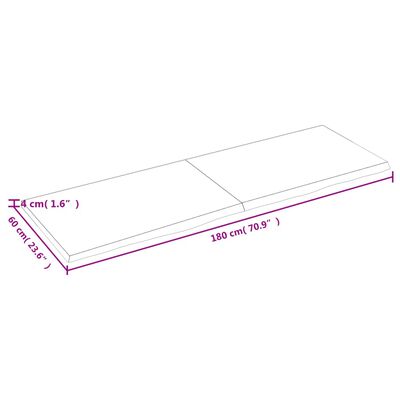 vidaXL Waschtischplatte Dunkelbraun 180x60x(2-4)cm Massivholz