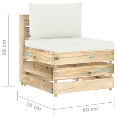 vidaXL Modulares Mittelsofa mit Kissen Grün Imprägniertes Holz