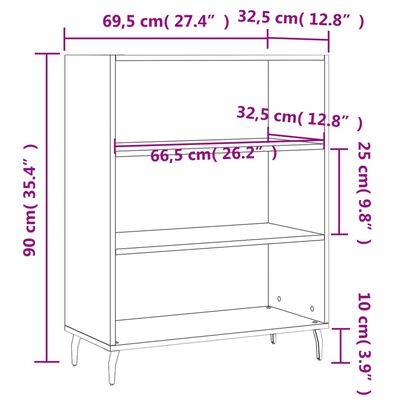 vidaXL Regalschrank Hochglanz-Weiß 69,5x32,5x90 cm Holzwerkstoff