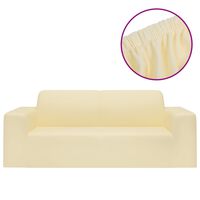 vidaXL Stretch Sofahusse 2-Sitzer Creme Polyester-Jersey