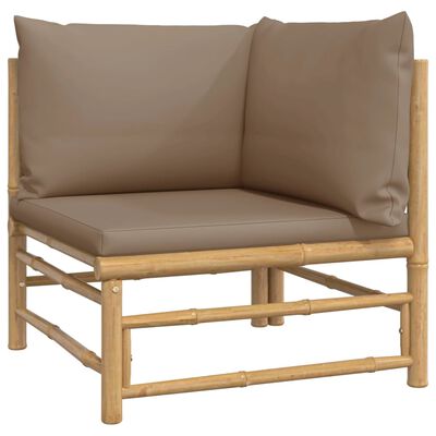 vidaXL 6-tlg. Garten-Lounge-Set mit Kissen Taupe Bambus