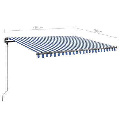 vidaXL Markise Manuell Einziehbar mit LED 450x350 cm Blau und Weiß