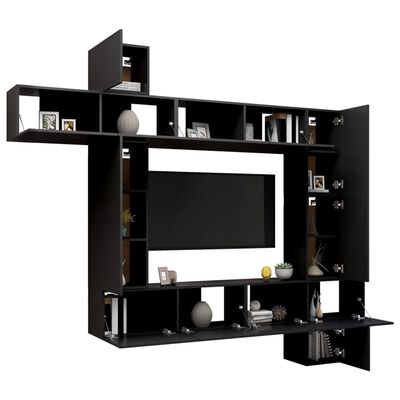 vidaXL 9-tlg. TV-Schrank-Set Schwarz Holzwerkstoff