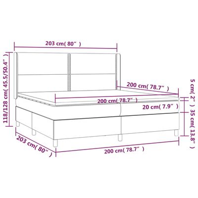 vidaXL Boxspringbett mit Matratze & LED Schwarz 200x200 cm Samt