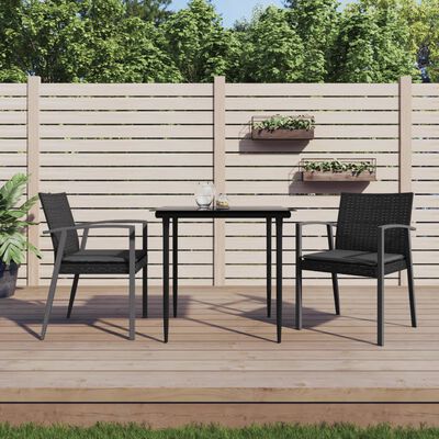 vidaXL 3-tlg. Garten-Essgruppe mit Kissen Poly Rattan und Stahl