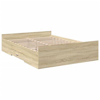 vidaXL Bettgestell mit Schubladen Sonoma-Eiche 120x190cm Holzwerkstoff